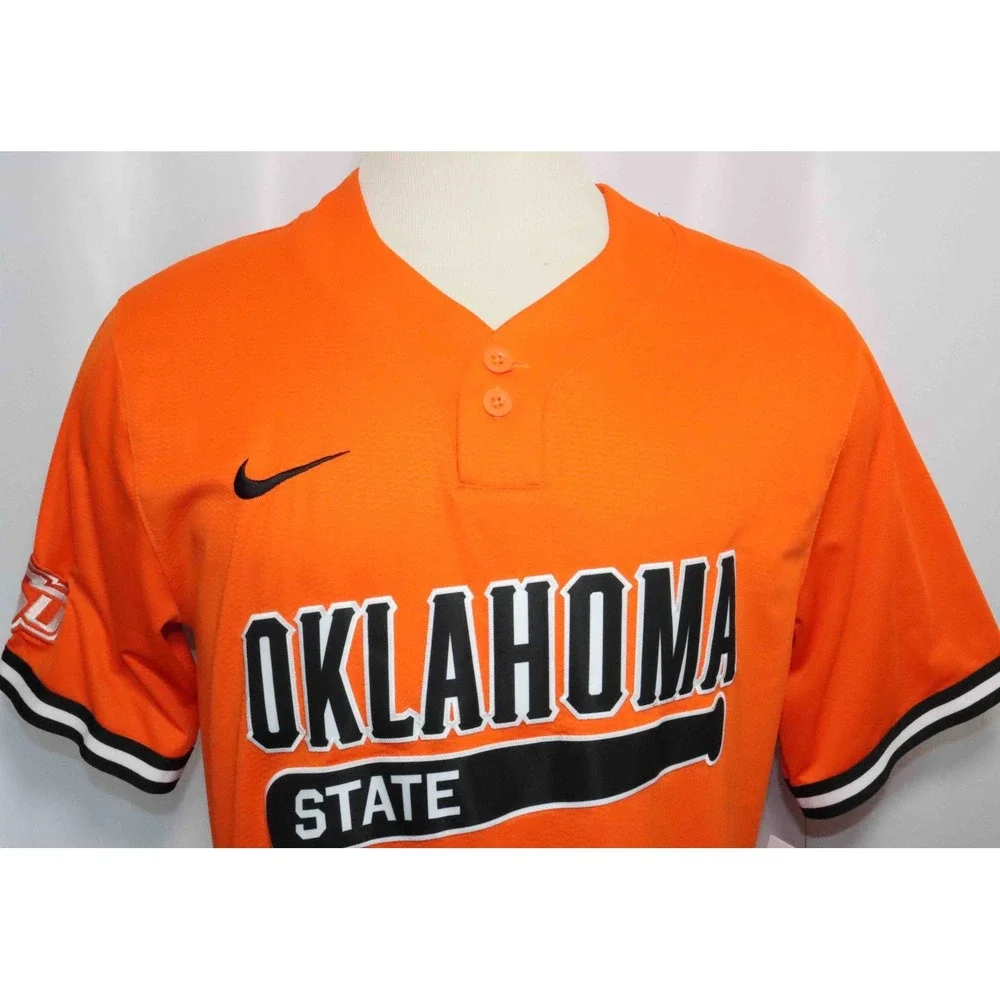 Nike Dri-Fit‎ 2 Button Oklahoma State Cowboys Orange NCAA Baseball Jersey Mens L